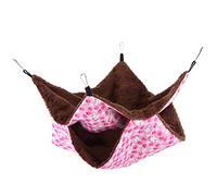 Omquot Hamaca de doble capa cómoda en forma de conejo rosa para pequeños animales de compañía, cama colgante suave y duradera para ardilla, nido práctico para jugar, 100% nuevo, para animales pequeños