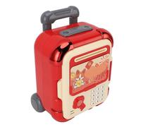 Omquot Hucha Interactiva para Maleta con Bloqueo de Contraseña, Balanceo Automatizado de Dinero, Efectos de Música y Luz, Banco de Plástico para Niños, 9,06x6,69 Pulgadas (Rojo)