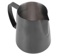 Omquot Jarra para Espumar Leche de 400 Ml, Taza de café Duradera de Acero Inoxidable Negra Brillante para el Hogar y la Cafetería