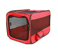 Omquot Jaula Plegable para Mascotas de 30,2 X 19,1 X 18,9 Pulgadas, Plegable, Multifuncional, Transpirable, Portátil, para Viaje, Gato, Perrera para Viajes, Color Rojo
