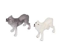 Omquot Juego de 2 figuras de acción realistas con lobo aullando para decoraciones educativas infantiles, PVC 3.5 x 3.5 pulgadas, cumpleaños, vacaciones