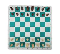 Omquot Juego de Ajedrez de Plástico de Imitación de Madera Brillante, Piezas de Ajedrez Ligeras para Principiantes con Tablero de de PU, 32 Piezas