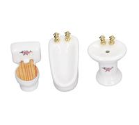 Omquot - Juego de baño en miniatura para casa de muñecas, bonita bañera de cerámica, lavabo, muebles de casa de muñecas 1/24 para aficionados a la artesanía (forma de flor)