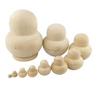 Omquot Juego de Muñecas Rusas sin Pintar, 10 Capas para Manualidades y Decoración del Hogar, Material de Madera de (como se Muestra)