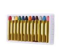 Omquot - Juego de palos de pintura para el cuerpo y la cara, 12 colores, juego de lápices, bolígrafos de pintura lisos para niños, embalaje de papel reciclado no tóxico