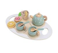 Omquot Juego de té de Madera para Niños Pequeños Juego de Fiesta de té de Madera Realista para Niños Mejora el Pensamiento Creativo con Cucharas y Tazas Adecuado para Uso Doméstico