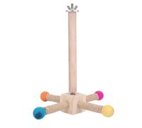 Omquot Juguete de Percha de Madera Interactivo Giratorio para Pájaros para Masticar Loros, Accesorio Seguro para Jaula de Pájaros para Todos los Tamaños