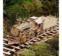 Omquot Juguete Modelo de Tren de, Rompecabezas de Madera de Colores Brillantes, Juguete de Ensamblaje, Decoración del Hogar para Niños (Colores Surtidos)