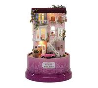 Omquot Kit de Modelo de Casa Romántica con Luces LED Incorporadas y Caja de Música, Amantes del Bricolaje, Construcción de Madera Segura con Protección contra el Polvo (B-031