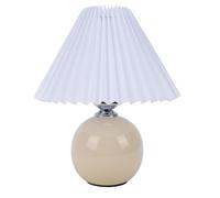Omquot Lámpara de Mesa Plisada Nórdica Moderna con Luz Suave para Lectura Junto a la Cama, Material Cerámico, Fácil Configuración, Ideal para Uso en Dormitorio (Blanca)