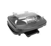 Omquot Máquina de Hamburguesa Eléctrica de Doble Capa para Desayuno, 1000 W, para Cocina Doméstica, Superficies Antiadhesivas, Caja de Filtración de Aceite Seguro y Fiable para Uso