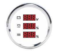 Omquot Medidor Digital de Voltaje de Nivel de Aguas Residuales de 52mm Resistente Al Agua con Luz Trasera Roja para Barcos, Yates, Vehículos Recreativos, Acero Inoxidable (Bisel plateado con esfera