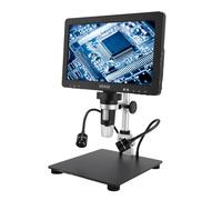 Omquot Microscopio Digital de 10,1 Pulgadas, Potente Aumento de 1500X para Soldadura y Observación Biológica con 8 Luces LED Ajustables