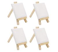 Omquot Mini Caballete de Lona de Exhibición de Madera para Dibujo Artístico, Manualidades, Bodas, Soporte de Pino Portátil para Decoración del Hogar de 3,2x3,2 Pulgadas, 4x Caballete para Niños