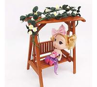 Omquot Mini Casa de Muñecas con Cuerda de Rosas, Ramo Decorativo con Columpio para Escena de Jardín de Ensueño, Resina Rosa, 1:12 (Rosa Amarilla)