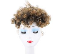 Omquot Moño Rizado con Flequillo, Elegante Extensión de Cabello de Moño Desordenado para Mujeres, Cabello Sintético Resistente Al Calor, Perfecto para el Uso Diario (#1B/27)