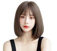 Omquot Peluca Bob Corta de Color Marrón Oscuro, Elegante Corte para Mujer, Peluca Corta y Recta, Aspecto Atractivo y Hermoso para Casi Todas las Formas de Cara, Material de Seda de Alta Temperatura