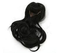 Omquot Peluca rizada de muñeca Hermoso pelo sintético de alta temperatura Forma de onda grande para muñecas de 6.1-6.7 pulgadas (negro)