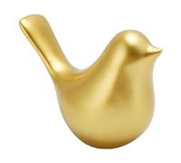 Omquot Pequeños pájaros dorados de resina, adornos decorativos para sala de estar, oficina, escritorio, estatua de pájaro dorado, decoración para atmósfera pacífica, 12,4 x 9,4 x 6,1 cm