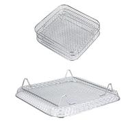 Omquot Rejilla Deshidratadora, Accesorios para Freidora de Aire que Ahorran Espacio, Acero Inoxidable, Apilable, Resistente Al Calor para Deshidratador (Cuadrado 20cm*20cm*9cm)