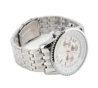 Omquot Reloj de Cuarzo para Hombre Diseño Elegante con Calendario y Fase Lunar para Uso Diario Caja de Aleación de Zinc Correa de Acero Inoxidable 47 Mm (Plata)