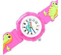Omquot Reloj para Niños Pequeños, Fácil de Leer, Respetuoso con el Medio Ambiente, Reloj de Dibujos Animados para Niños, Cronometraje Preciso para Interiores (Rosa)