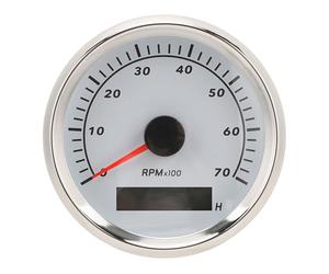 Omquot Tacómetro para Barcos con Puntero Rojo y Retroiluminación Ajustable para Uso Marino, Pantalla de 85 Mm, Acero Inoxidable 316L (7000RPM)
