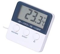 Omquot Termómetro LCD para interior y exterior con alarma de alta temperatura y baja temperatura, material ABS para el hogar