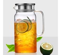 Omquot Tetera de Cristal, Tetera de Cristal de Gran Capacidad, Boca de águila, Resistente Al Calor con Cubierta Extraíble de Acero Inoxidable para el Hogar (a)