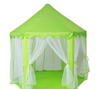 Omquot Tienda de Juegos con Castillo para Niños, Tiendas Hexagonales Plegables de Gran Espacio para Niños y Familias (Verde)