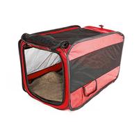 Omquot Transportín para Gatos Grande y Espacioso con Forro Impermeable para Viajes Largos, Color Rojo para Varios Gatos