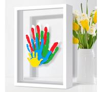 Omrhvi Kit de huellas de manos familiares para 5, marco de recuerdo de manualidades, kits de adornos de impresión a mano, regalos familiares para nuevos padres, abuelos, nueva mamá, nuevo bebé, día