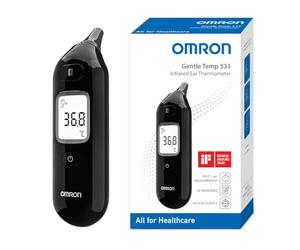 OMRON Gentle Temp 533 Termómetro digital - Termómetro oído bebé e infantil, termómetro infrarrojos sin cubiertas de sonda, medición 1 segundo, preciso, silencioso, memoria 30 lecturas, negro