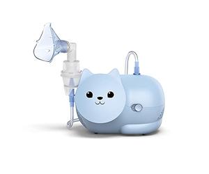 OMRON Nami Cat - Nebulizador de compresor apto para niños para tratar en casa la tos y el resfriado, bronquitis, asma y más, azul claro