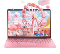 OMSERVB Laptop rosa de 15.6 pulgadas, 12ª generación N95 (hasta 3.4 GHz), DDR4 32G RAM, SSD NVME de 512 GB, Windows 11 Pro y Office 2019, bloqueo de huellas dactilares, PC portátil con KB