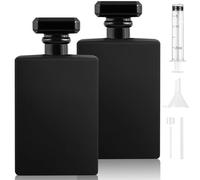 Omsscun 2 Piezas Atomizador Vidrio 100ml, Perfumeros Recargables Negros, Portable Frasco Perfume Cristal con Boquillas de Oro y Plata para Mujeres Niñas Hombres Viaje