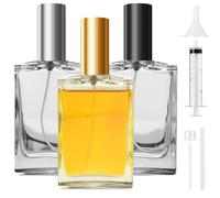 Omsscun 3 Piezas Pulverizador Colonia, 50ml Atomizador Perfume Recargable, Frasco Perfume Recargable con Embudos, Bote Colonia Recargable Cuadrada, Vaporizador Perfume Recargable Para Viajar