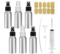 Omsscun 6 Piezas Bote Spray Aluminio, 60ml Bote Spray Pulverizador, Botellas Aerosol VacíO con Accesorios, Botes Spray Vacios, Pulverizador Cristal para Aceites Esenciales,Perfumes, Limpieza