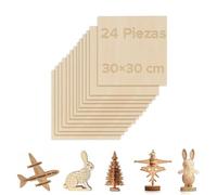 OMTech 24 PCS Hojas de Madera Contrachapada de 300x300X3 mm para Manualidades, Hojas de Madera de Tilo de 3 mm para Grabado Láser, Tableros de Madera para DIY, Dibujo, Pintura, Modelos Arquitectónicos