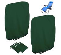Omtofo 2 Piezas Funda para Silla Plegable para Exteriores, 110 x 71 cm Fundas de Plegable para Tumbona de Tela Oxford Impermeable Antipolvo Anti-UV con Bolsa de Almacenamiento (Verde)