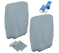 Omtofo 2 Piezas Funda para Silla Plegable para Exteriores, 110 x 71 cm Fundas de Plegable para Tumbona de Tela Oxford Impermeable Antipolvo Anti-UV con Bolsa de Almacenamiento (Gris)