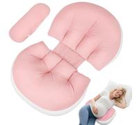 Omtofo Almohada Embarazada, Ajustable Pregnancy Pillow, Suave Y Cómodo Almohada para Embarazadas para Apoyo De Espalda, Caderas, Doble Cuña Extraíble con Funda, La Mejor Momo Embarazada (Rosa)