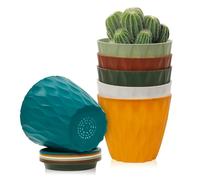Omtofo Maceteros Decorativos Interior, Set de 6 Maceta Plástico con Apertura Base 10cm, con Agujero Drenaje, Macetas Pequeñas en PP para la Cocina, balcón, Plantas de jardín, Macetas Vivero