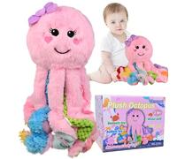 Omuyasi Peluche Rosa Pulpo con 8 Tentáculos Texturizados, Juguetes Sensoriales para Autismo, Regalo para Niña de 18 Meses a 4 Años