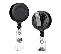Omvial Paquete de 2 Carretes RetráCtiles para Soporte de Credencial de IdentificacióN con Clip de Cocodrilo Giratorio (Negro)