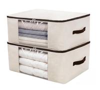 Omygarden Bolsa de lona para guardar cosas, Beige, 65×45×23cm, 2 pack | Transpirable, resistente a los desgarros, de gran capacidad, con abertura amplia, fácil de cuidar, organizador doméstico