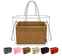 OMYSTYLE Organizador grande para bolsos, de fieltro, organizador de bolsa de mano de 5 tamaños, compatible con Neverful Speedy y más, color marrón, (29 x 15 x 17,52 cm