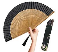 OMyTea Abanico de mano plegable para mujer, abanico de seda de bambú japonés japonés plegable para flash caliente, iglesia, EDM, festival de música, fiesta, baile, decoración, regalo (bambú sexy)
