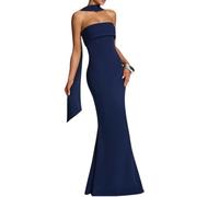 OMZIN Boda Invitado Ducha Vestido De Noche para Las Mujeres Azul Marino L