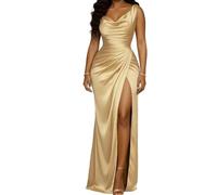 OMZIN Cocktail Ruched Vestido De Noche Invitado De Mujeres Albaricoque XS